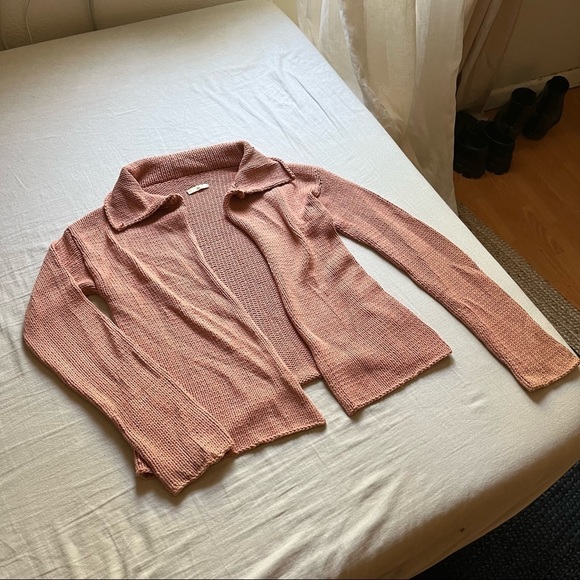 souchi Sweaters - Souchi pink‎ knit buttonless long sleeve chunky sweater